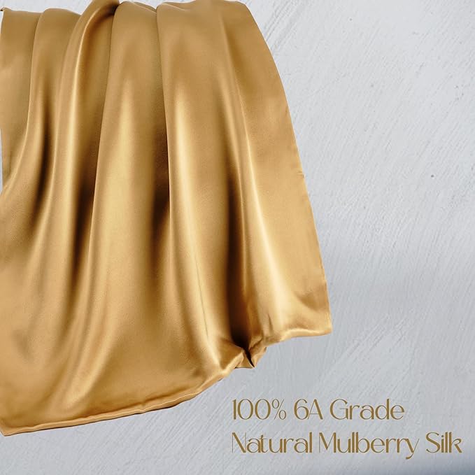 ZIMASILK 100% Pure Mulberry Silk Pillowcase for Hair and Skin,Both Side 19 Momme Silk, 1pc (Standard 20''x26'', Golden)