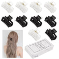Cobinaan Small Claw Hair Clips for Women Girls, 10 Pieces 1.5 Inch Mini Hair Jaw Clips for Thin/Medium Thick Hair, Matte Rectangle Nonslip Clip with Gift Box (Black+clear color series)