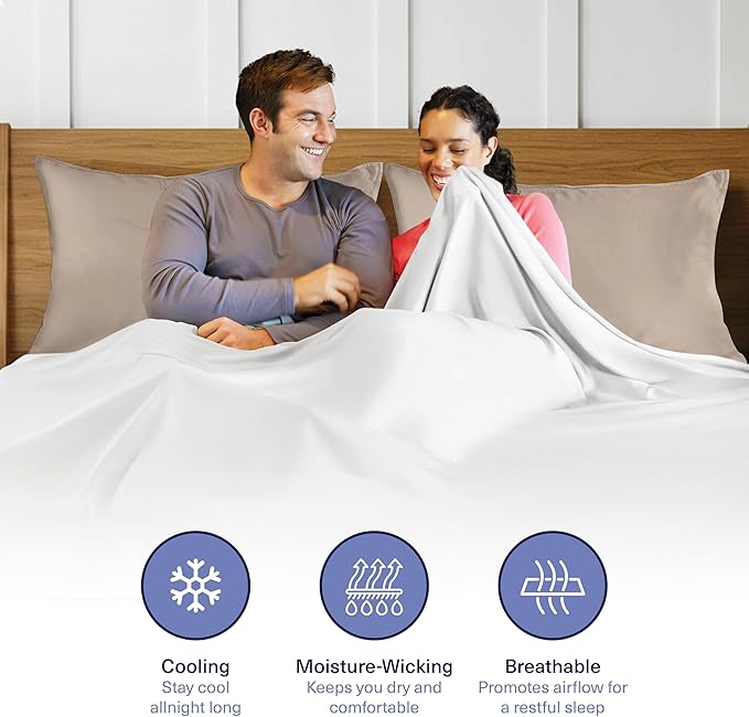 Kickoff Viscose Bamboo Pillowcase, King, Set of 2, 100% Organic Hidden Zippered Viscose Bamboo Pillow Case King Size, Cooling Pillow Cover for Hot Sleepers (20"x40", Iced Latte)