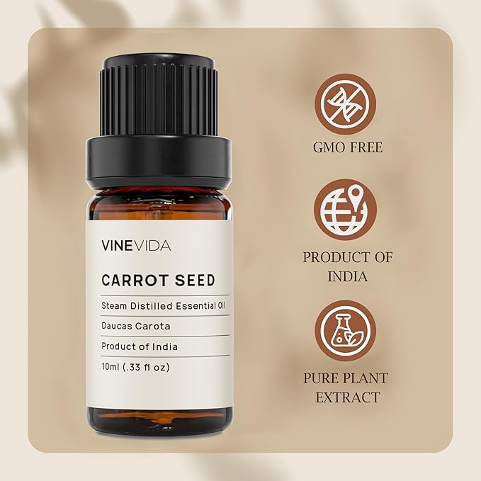 VINEVIDA Carrot Seed Essential Oil 10 mL - Undiluted for Candlemaking and Soap Making - DIY Candle Scents Safe for Skin