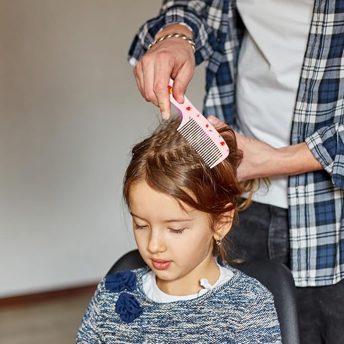 4Pcs Toddler Comb Set, Small Cute Fine Tooth Comb & Rat Tail Comb for Kids Styling, Mini Hair Comb Plastic Parting Combs, Anti-Static Hairdressing Comb for Baby Girl Wet Dry Hair (Pink Blue)