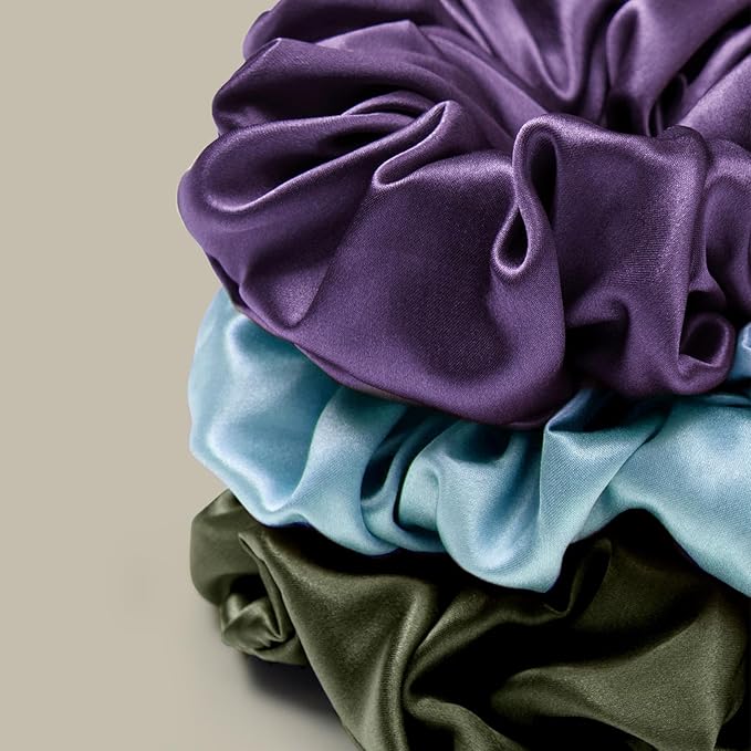 LILYSILK Silk Hair Scrunchies/Ties for Frizz & Breakage Prevention, 100% Mulberry, No Damage, Elastic ponytail Holders, 1Pc, Dark Purple