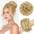 FESHFEN Messy Bun Hair Piece - Large Elastic Wavy Curly Hair Bun Scrunchies Ponytail Extensions Synthetic Chignon Hairpieces for Women, Sunny Blonde 1.94oz
