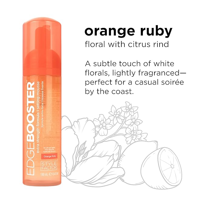 Style Factor EDGE BOOSTER Extra Strength Setting Mousse – Frizz Control, Extra Volume, and Conditioning – 6.4oz Orange Ruby Mousse for Curly Hair