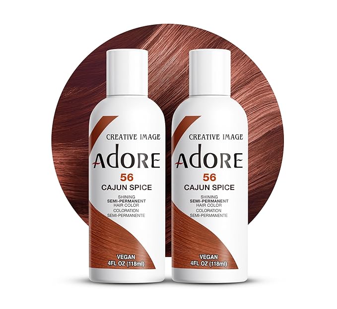 Adore Semi Permanent Hair Color (056 Cajun Spice) | Vegan & Cruelty-Free Brown Hair Dye | No Ammonia, No Peroxide, No Alcohol | 4 Fl Oz Each (Pack of 2)
