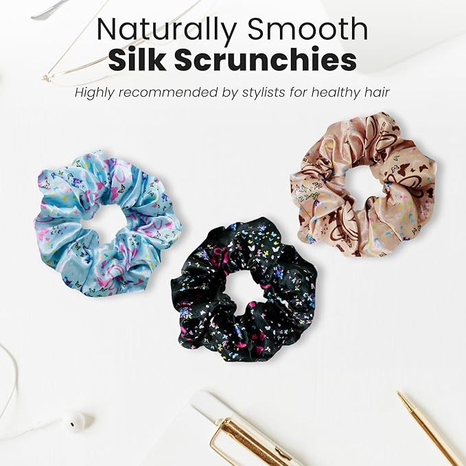 cute design scrunchies for all hair type elastic hair band great for ponytails XL srcunchies set these soft hair ties is great for every occasion (butterfly)