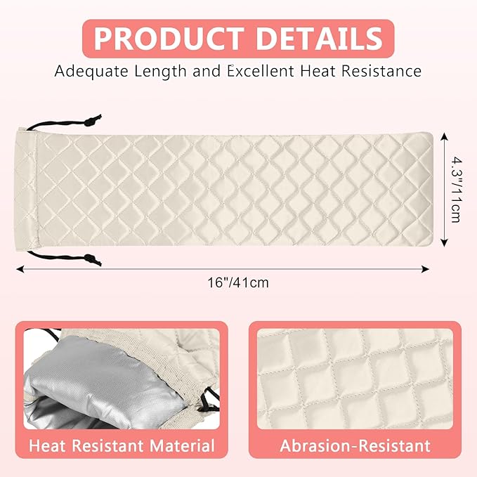 AMIJEAL Heat Resistant Hair Tools Organizer Bag Portable Travel Drawstring Storage Cover Pouch for Hair Straightening Irons, Curling Irons, Flat Irons and Hot Styling Tools(16" x 4.3")