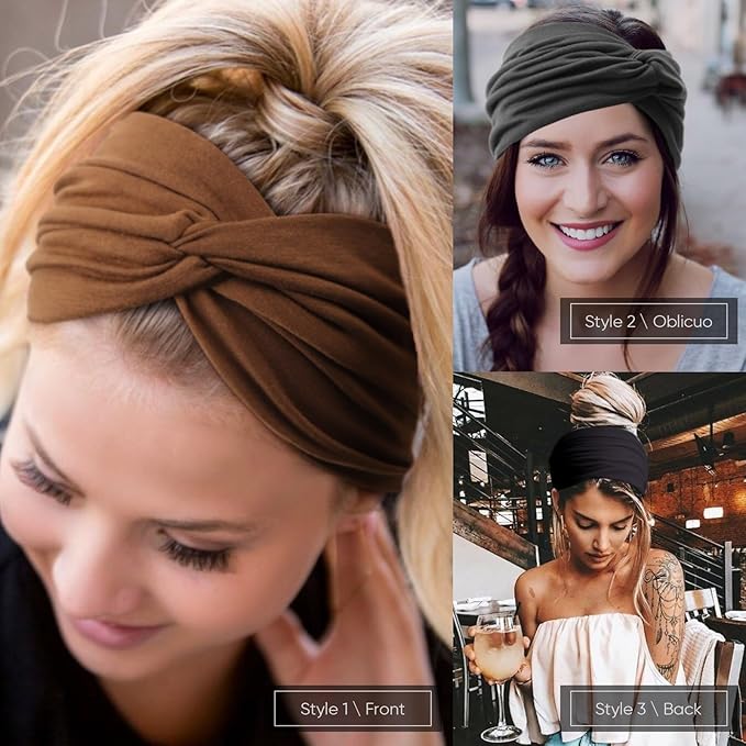 Extra Wide Headbands for Women Large Turban Headband Non Slip Boho Elastic Hairband Hair Twisted Knot Head Bands Accessories