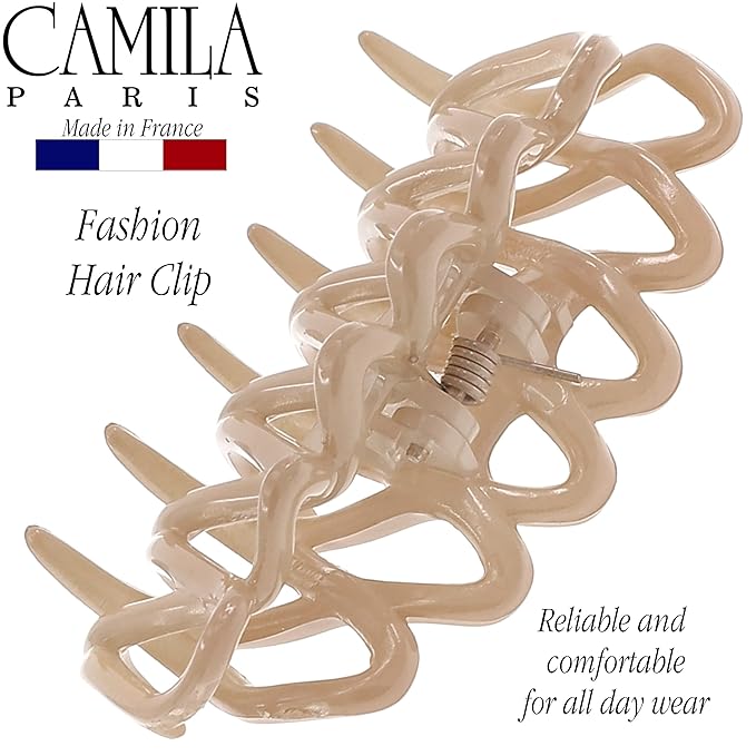 Camila Paris CP3524 French Small Hair Clips for Women With Thick, Long, Curly, or Wavy Hair - Girls Claw Clip, Durable Styling Big Clip, Strong Hold No Slip Grip - Made in France