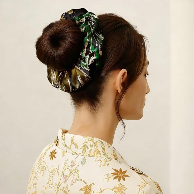 LILYSILK Silk Hair Scrunchies Ties for Frizz & Breakage Prevention 100% Mulberry No Damage Elastic Ponytail Holders, Leo