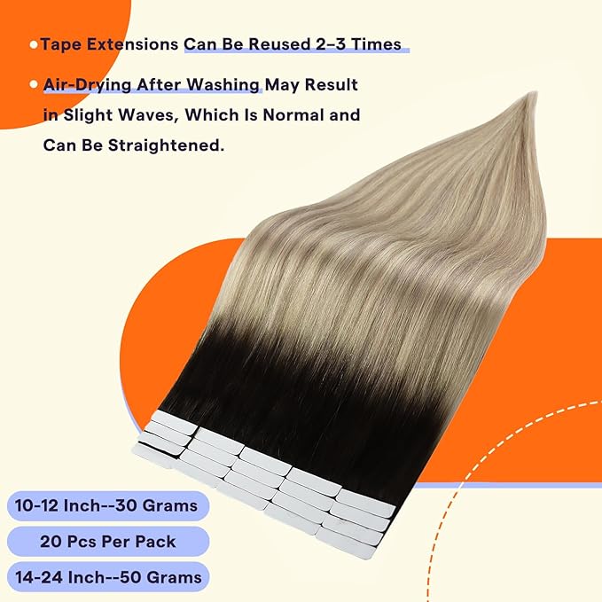 Full Shine Tape in Extensions Color 2 Fading to 18 Ash Blonde Highlight 60 Balayage Human Hair Extensions Tape ins 22 Inch Tape Extensions Human Hair 50g Tape Ins Human Hair Extensions 20PCS