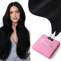 YoungSee Nano Ring Hair Extensions Human Hair 24 Inch Nano Beads Hair Extensions Black Nanoring Hair Extension Real Human Hair Cold Fusion Nano-Tip Hair Extension Jet Black Hair 50s 50g