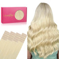 WENNALIFE Tape in Hair Extensions Human Hair, 20pcs 50g 14 inch Bleach Blonde Remy Hair Extensions Straight Human Hair Tape in Extensions Skin Weft Tape Extensions Human Hair