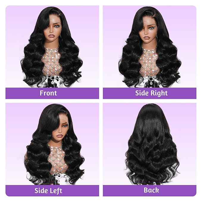 SKINLIKE Real HD Lace Wig,13x4 Full Frontal 0.10mm Ultra-thin HD Lace Vivid Clean Pre Plucked Hairline Bleached Knots Body Wave True 200% Density Unprocessed Human Hair Wigs 32 Inch