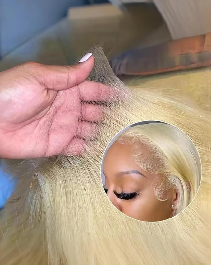 Alididi Skinlike Real Hd 613 13x6 Lace Front Wig Human Hair Straight Pre Plucked Bleached Knots 200% Density 0.10mm Ultra-Thin Invisible Lace Blonde Wig Human Hair For Women 24 Inch