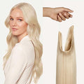Luxy 100% Remy Human Hair – Halo Clip-In Hair Extensions –Natural Looking Volume & Length - One-Piece - Easy 5-Min Application 180 grams 20" Platinum Blonde Halo