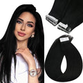 Sunny Hair Tape in Hair Extensions Human Hair 16inch Hair Extensions Real Human Hair Tape in Extensions for Women Jet Black Invisible Remy Hair Natural Straight Skin Weft Double Sided Tape 40pcs 100g