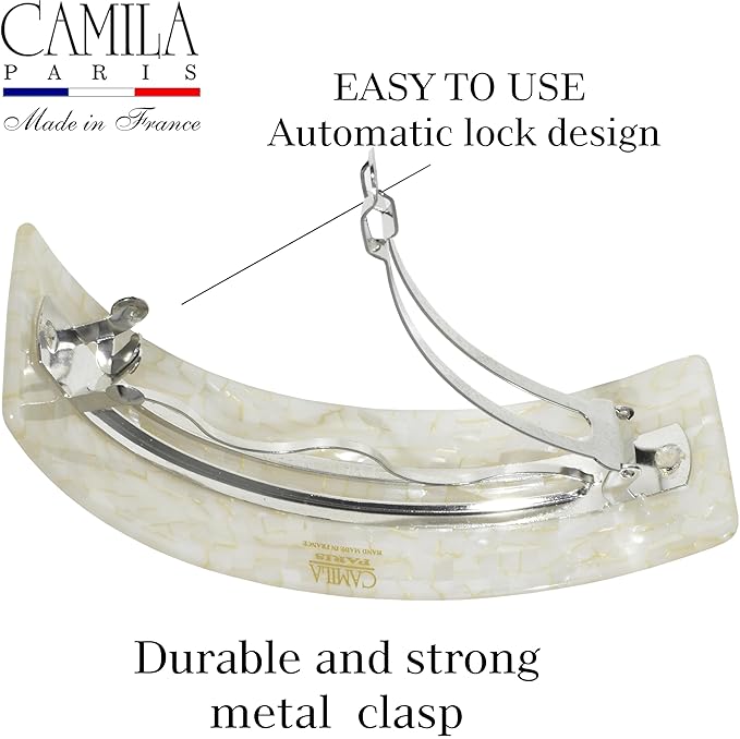 Camila Paris CP3577 French Hair Barrette Clip for Girls for Thick Curly Wavy Long Hair, Strong Hold Grip Hair Clips for Women, Automatic, No Slip Styling Girls Hair Accessories, Handmade in France