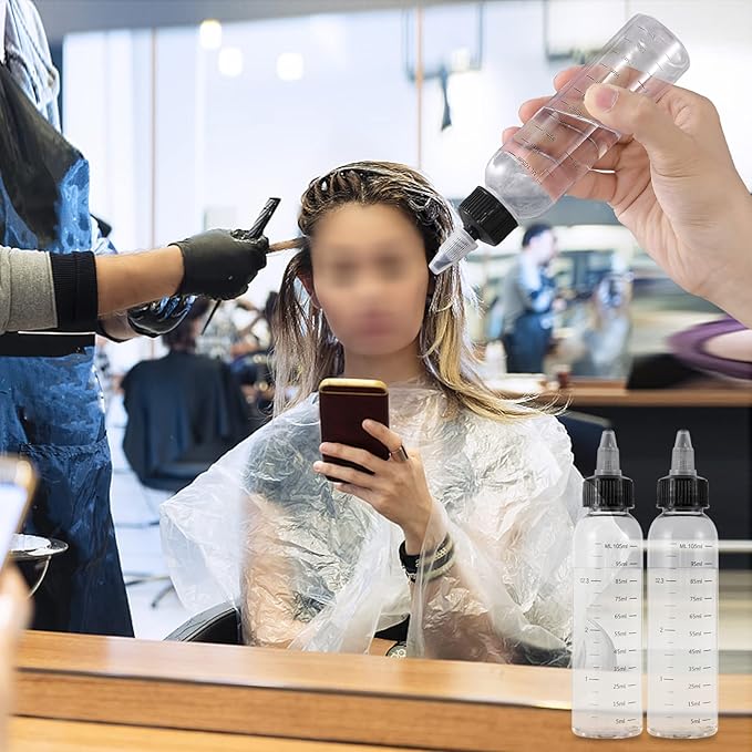 driew Applicator Bottles for Hair, 16.9oz Hair Squeeze Bottle for liquids Twist-On Top Tip Cap with Ratio Graduated Scale Color Applicator Bottle Dye Pack of 2 (4oz)