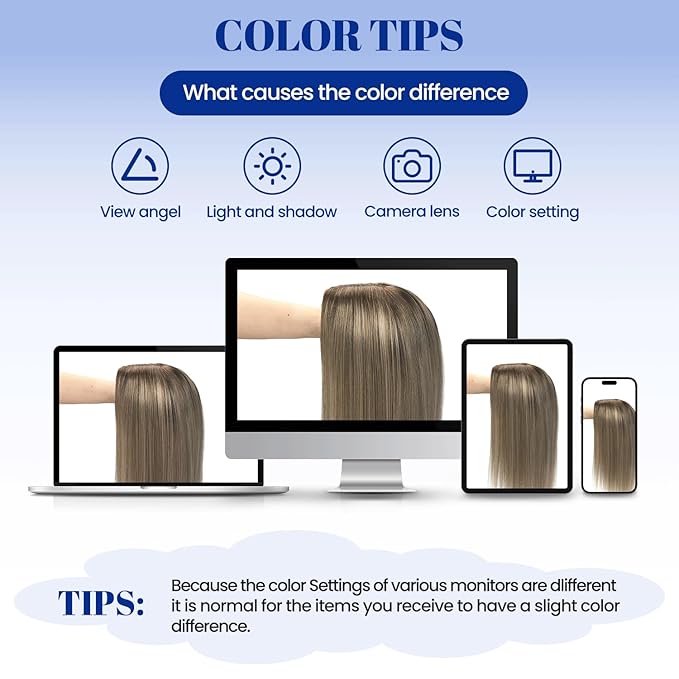 WORLDSTAR Hair Topper with No Bangs, 360° 3D Cover Toppers for Women Real Human Hair, 12Inch,6 * 7 Inch Base,55g,#2/6/18 Dark Brown to Chestnut Brown and Dirty Blonde, Clip in Topper (tp#2/6/18-12)