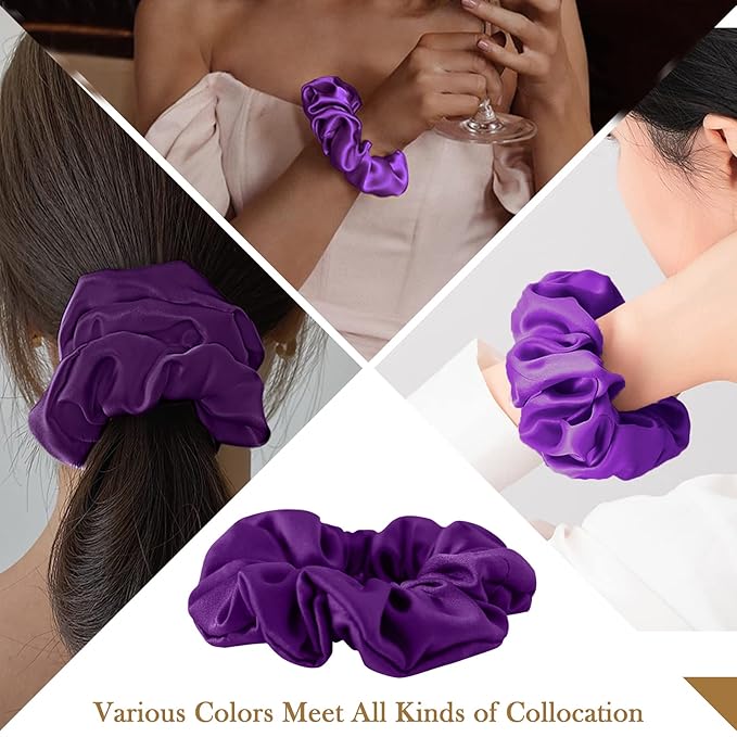 Silk Hair Scrunchie, 100% Mulberry Silk, No Damage for Frizz Prevention, Sleep Scrunchie, Hair Accessories for Women (Violet), 1 Count