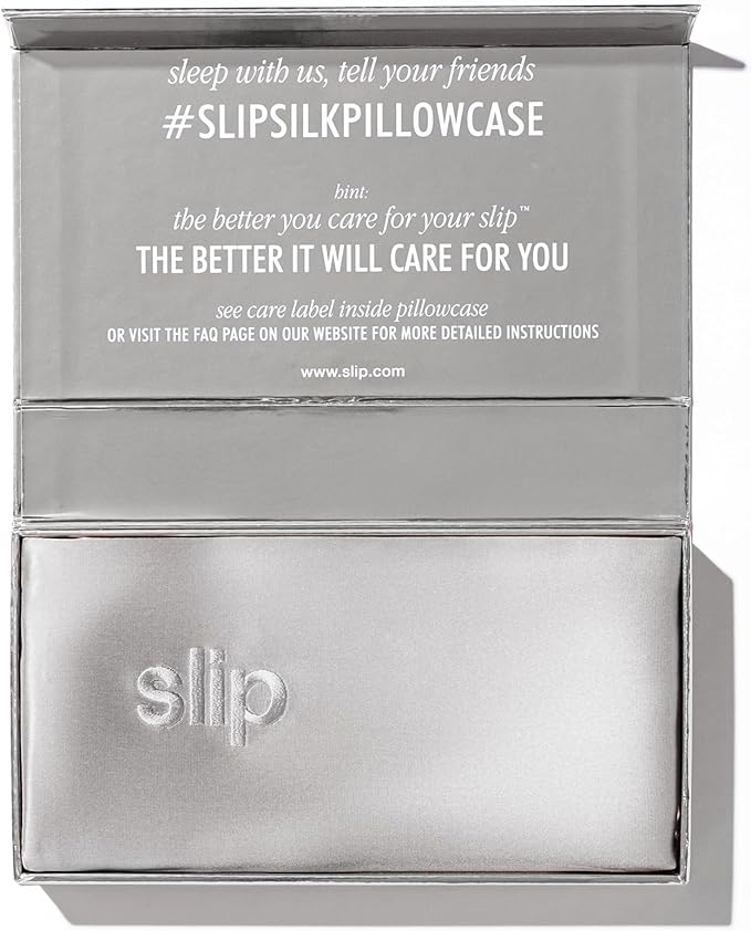 slip King Pure Silk Pillow Case - 100% Pure 22 Momme Mulberry Silk - King Size Standard Pillow Case -Anti-BedHead, Anti-Sleep Crease, Silver (20" x 36")