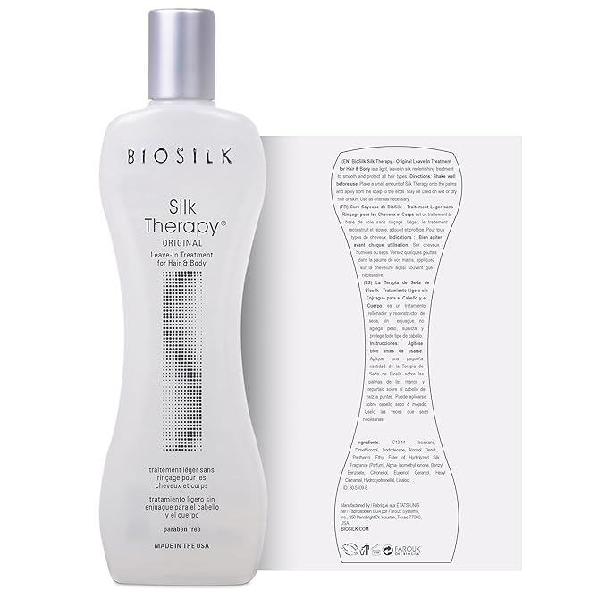BioSilk Silk Therapy Original, Reconstructing Treatment For Adding Shine & Helping Mend Split Ends, Sulfate, Paraben, & Cruelty-Free, 2.26 Oz