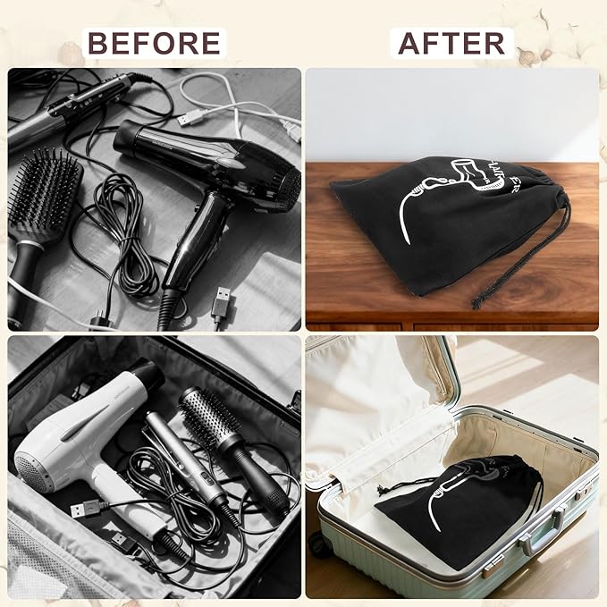 Hair Dryer Bags Bulk, Hairdryers Storage Drawstring Pouch, Blow Dryer Case Container Hairdryer and Styling Tools Accessories Bags for Hotel Home Travel Bathroom 11.8 x 13.7 inch (16 PCS Black)