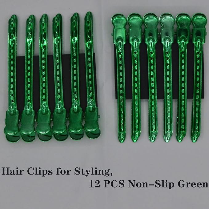 12 Pcs Metal Duckbill Hair Clips for Hair Sectioning Alligator Hair Clips for Styling Dividing Duck Bill Clips with Anti-Slip Holes Salon Barber Styling Tools
