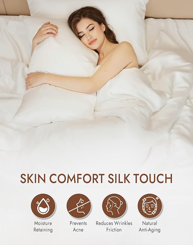 SilkSilky 100% Mulberry Silk Pillowcase - Pure 22 Momme High-Grade 6A Fibers for Hair & Skin, Envelope Closure, Natural, Organic, Breathable & Cooling Pillow Case (King, White)