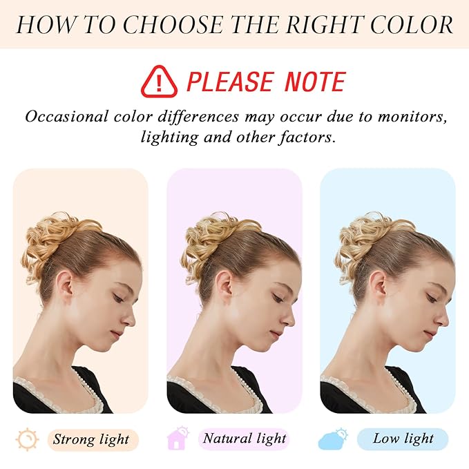 Large Messy Bun Hair Piece Curly Synthetic Extensions Scrunchies Fake Chignon Updo Hairpieces for Women Bronde Highlights