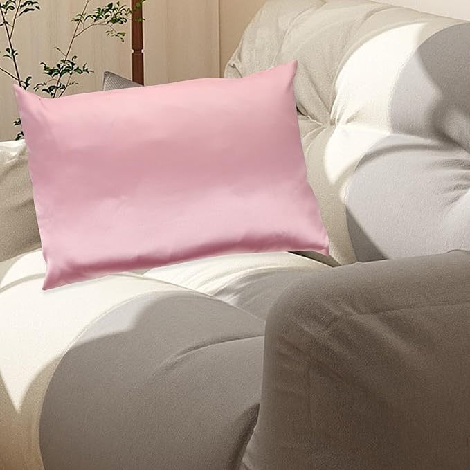 Alipis 2pcs Satin Pillowcases with Zipper Closure Smooth Faux Silk Pillow Covers for Hair Skin Protection Anti-Tangle Travel Pillowcase in Pink Soft Breathable Bedding Accessory