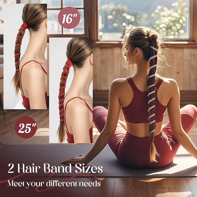 3 Packs Ponytail Holders Hair Ties for Women, Spiral Pony Tails Elastic Braided Hair Holders for Gym Swimming Sports (3pcs16"colorful09)