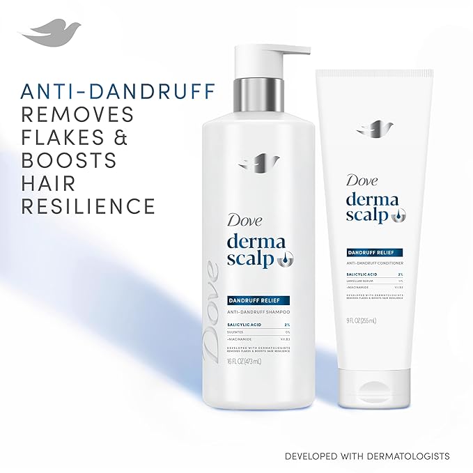 Dove Derma Scalp Dandruff Relief Conditioner 1 ct with Salicylic Acid, Lamellar Serum and Niacinamide for Removing Flakes & Boosting Hair Resilience 9 oz