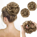 SARLA 2PCS Messy Hair Bun Hair Pieces Wavy Curly Synthetic Updo Fake Scrunchies Ponytail Extension for Women Bernstein Multi