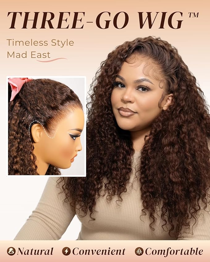Arabella Chocolate Brown Lace Front Wigs Human Hair 13x6 Deep Wave Lace Front Wigs Human Hair Colored Deep Curly HD Lace Frontal Wigs for Women Pre Plucked with Natural Hairline 24 Inch