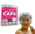 STYLETEK® 100 PCS Disposable Clear Processing/Shower Hair Caps, 21” XL Size, Thick Waterproof conditioning capes