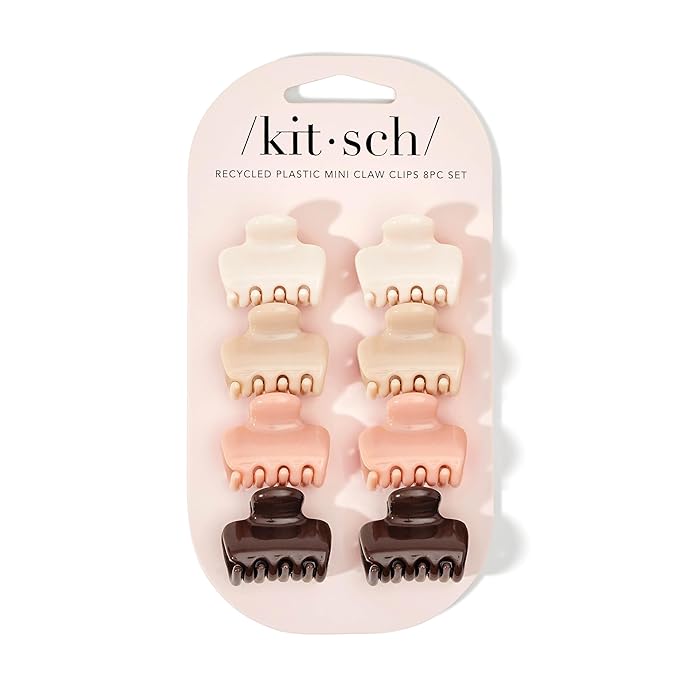 Kitsch Small Hair Clips for Women and Girls – Mini Claw Clips – Hair Accessories – Daily Styling, Recycled | Ideal Gifts for Women, Rosewood – 8pc Set