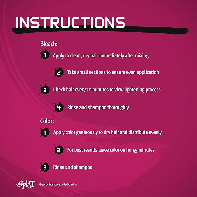 Splat Pink Fetish Semi Permanent Hair Dye Kit with Bleach, 1 Application, Includes Pink Hair Dye, Oxide & Bleach Powder, Vegan & Cruelty Free Hair Color