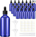 Tessco for you 20 Pack 3.4 oz Glass Dropper Bottles with Glass Eye Droppers for Essential Oils, Empty Oil Bottles with Funnel, Labels and Pipette for Hair Oils Perfume Cosmetic Travel(Blue)