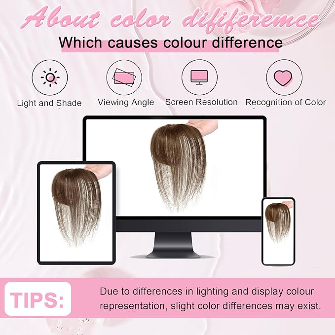 Hair Toppers for Women Real Human Hair Topper Clip in Bangs 360° Cover Remy Human Hair Straight Hairpieces for Thinning Realistic Scalp Swiss Lace Clip on Bangs Cover Gray Hairy Roots Chocolate Brown