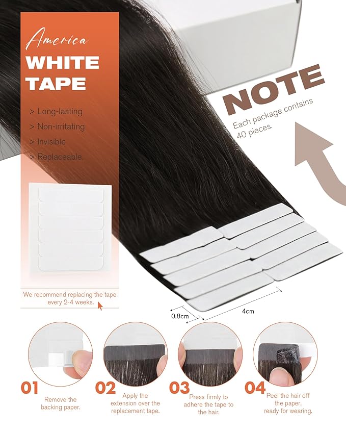 Sunny Hair Tape in Hair Extensions Human Hair 22inch Hair Extensions Real Human Hair Tape in Extensions for Women Darkest Brown Invisible Natural Straight Skin Weft Double Sided Tape 40pcs 100g