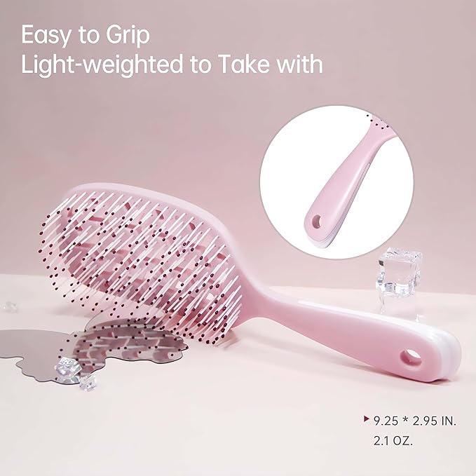 Vented Hair Brush for Women, Detangler Brush with Hollow-back for Quicker Blow Drying Full Sized, Hair Dryer Brush for Hurt-Free Detangling on All Hair Vibes, Pink, 1 Pack