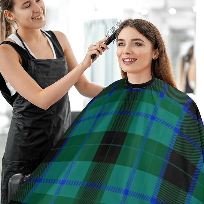 Extra Large Hair Styling Cape, Scottish Tartan Plaid Haircut Apron Haircuting Salon Cape Gown for Hair Cutting Styling