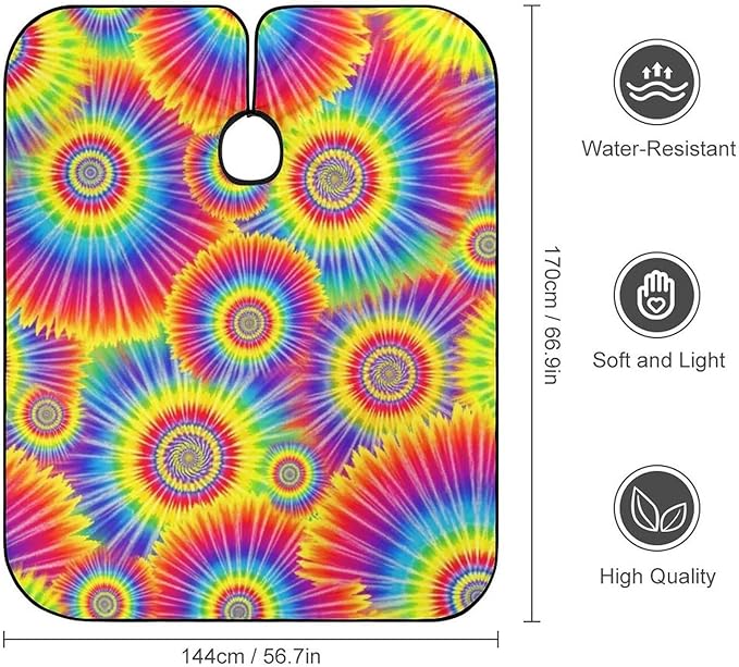 Unisex Unique Tie Dye Art Hair Styling Cape, Lightweight Salon Cape Apron for Home Stylists, Haircut Tools