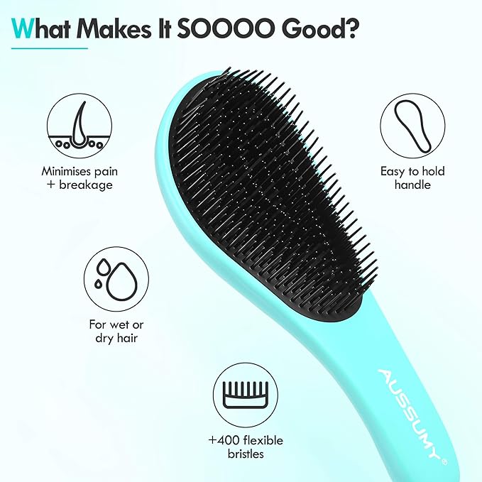 Detangling Hair Brush Set - 2 Pack Detangler Hairbrush with Ultra Soft Bristle for Effortless Tangle Removal - For Dry Wet Damaged Curly Hair for Men Women Girls Boys Kids - Pink & Green