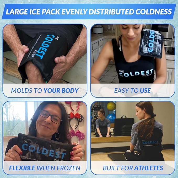 Coldest Gel Ice Pack, Reusable Flexible Ice Packs for Injuries, Multipurpose Hot Cold Therapy for Knee, Arm, Shoulder, Back (14" x 11" (Pack of 2))