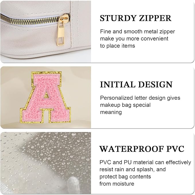YOOLIFE Initial Birthday Gifts for Girls Kids Toiletry Bag Clear Makeup Bag Preppy Cosmetic Bag Birthday Gifts for 7 8 9 10 11 12 13 Year Old Girls Christmas Stocking Stuffers White S