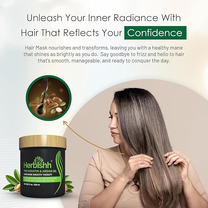 Herbishh Burgundy 3 in 1 Hair Dye Shampoo Keratin & Argan Oil Hair Mask for Dry Damaged Hair 800 ML