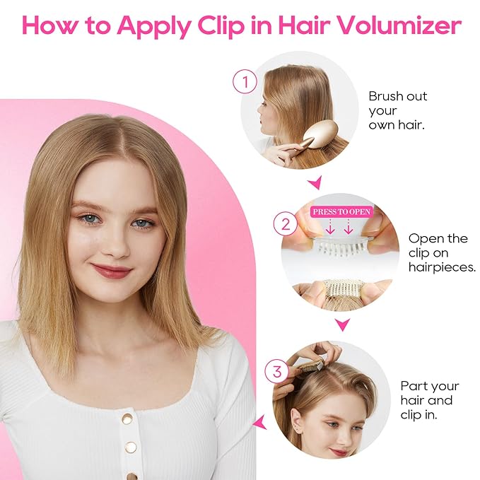 REECHO Clip in Hair Volumizer, 2PCS 6 inch Short Thick Clip in Hairpieces Adding Extra Volume Hair Extensions for Women (Milk Chocolate Brown)